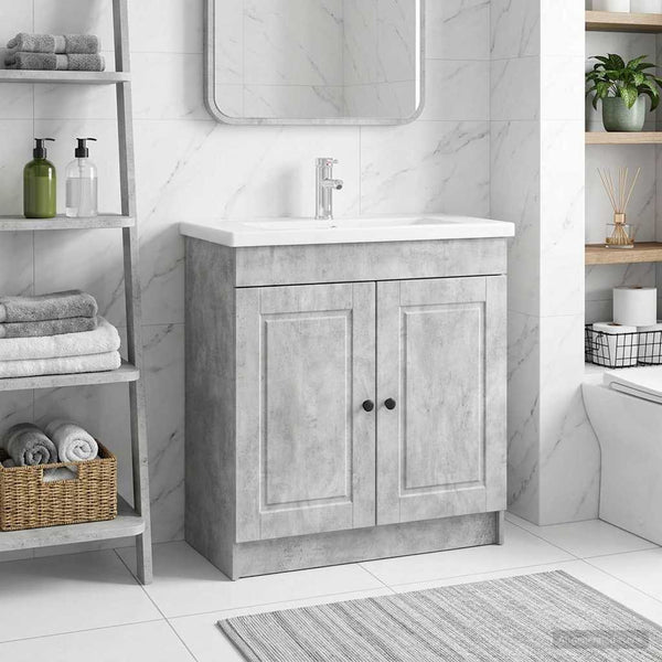 Kylpyhuoneen allaskaappi Betoninharmaa 56 x 37,5 x 81 cm