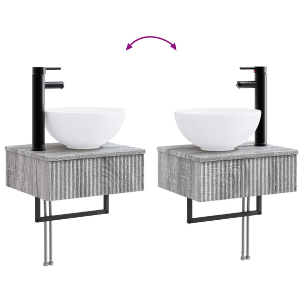 Seinälle kiinnitettävä pesuallas Harmaa Sonoma 40 x 35 x 39 cm