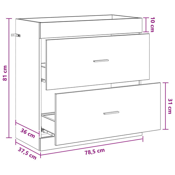 Kylpyhuoneen allaskaappi Musta tammi 78,5 x 37,5 x 81 cm