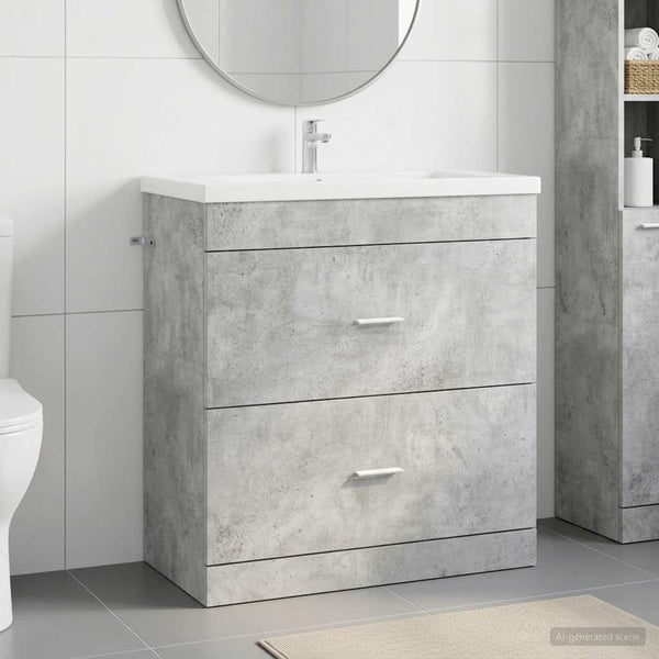 Kylpyhuoneen allaskaappi Betoninharmaa 78,5 x 37,5 x 81 cm