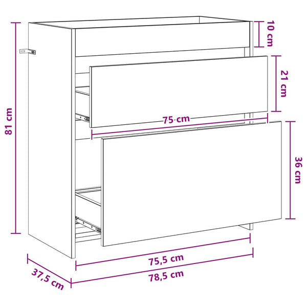 Kylpyhuoneen allaskaappi Betoninharmaa 78,5 x 37,5 x 81 cm