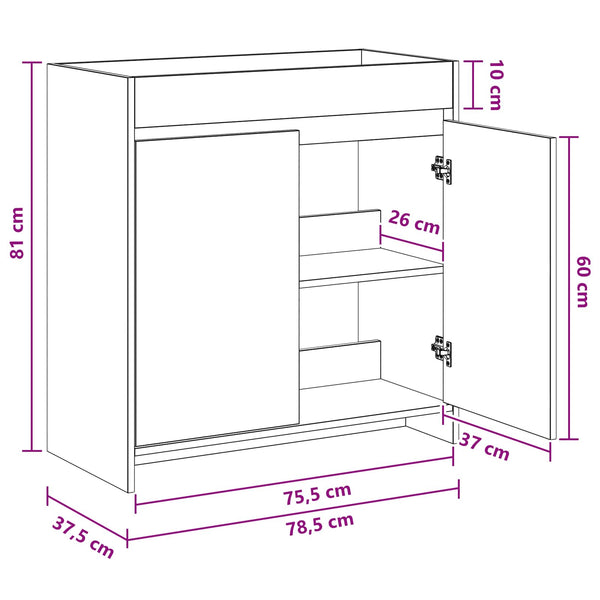 Kylpyhuoneen allaskaappi Musta tammi 78,5 x 37,5 x 81 cm