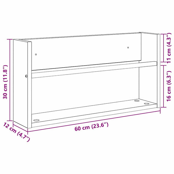 Lehtiteline hyllyllä Savupähkinä 60 x 12 x 30 cm Tekninen puu