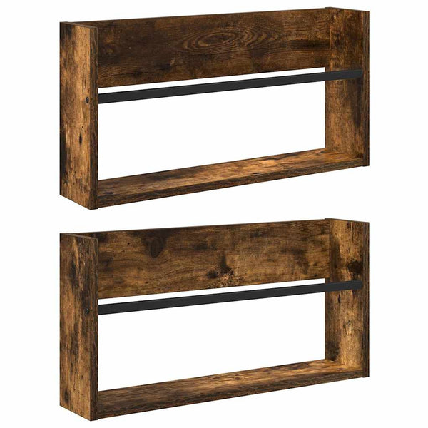 Lehtiteline 2 kpl Savupähkinä 60 x 12 x 30 cm Tekninen puu