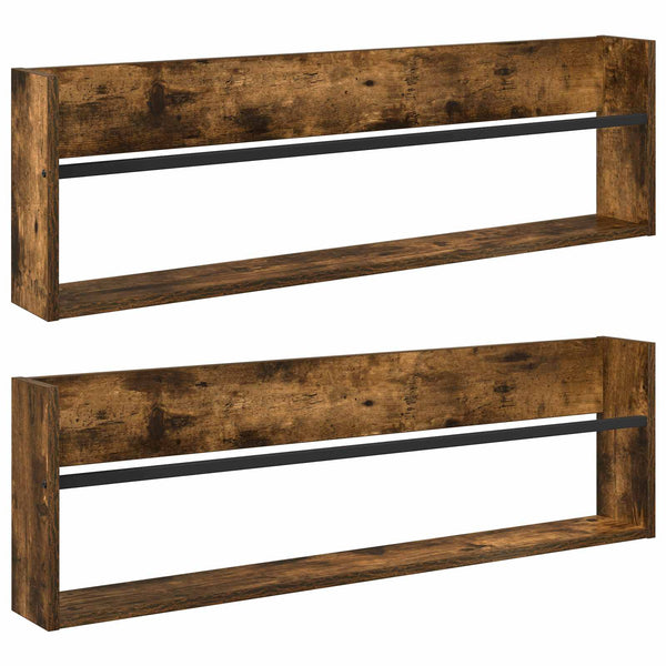 Lehtiteline 2 kpl Savupähkinä 100 x 12 x 30 cm Tekninen puu