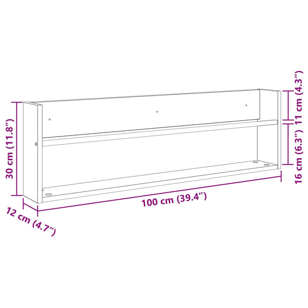 Lehtiteline Harmaa Sonoma 100 x 12 x 30 cm Tekninen puu