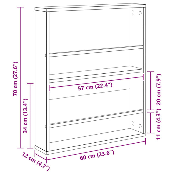Lehtiteline 2 kpl Vanha puu 60 x 12 x 70 cm Tekninen puu