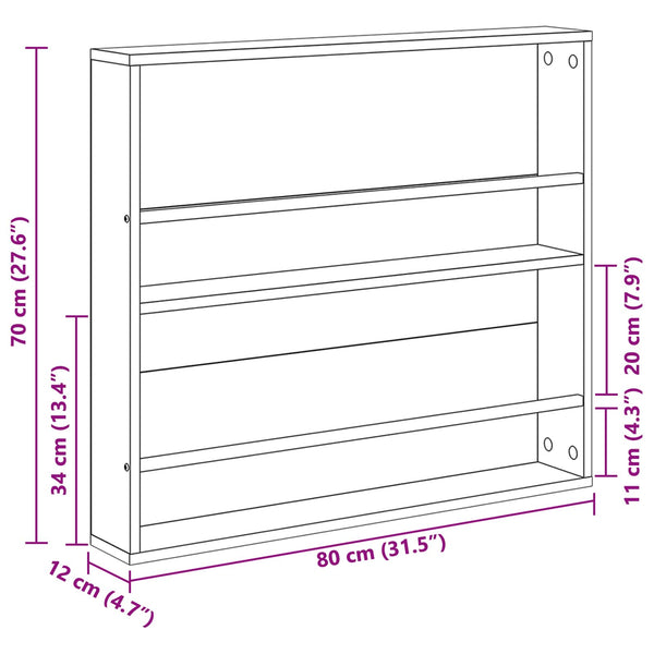 Lehtiteline 2 kpl Harmaa Sonoma 80 x 12 x 70 cm Tekninen puu
