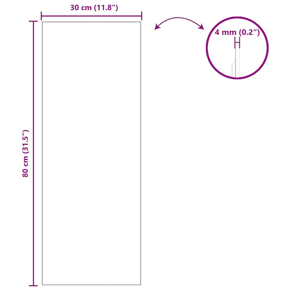 Seinäpeili Suorakaide 30 x 80 cm karkaistu lasi