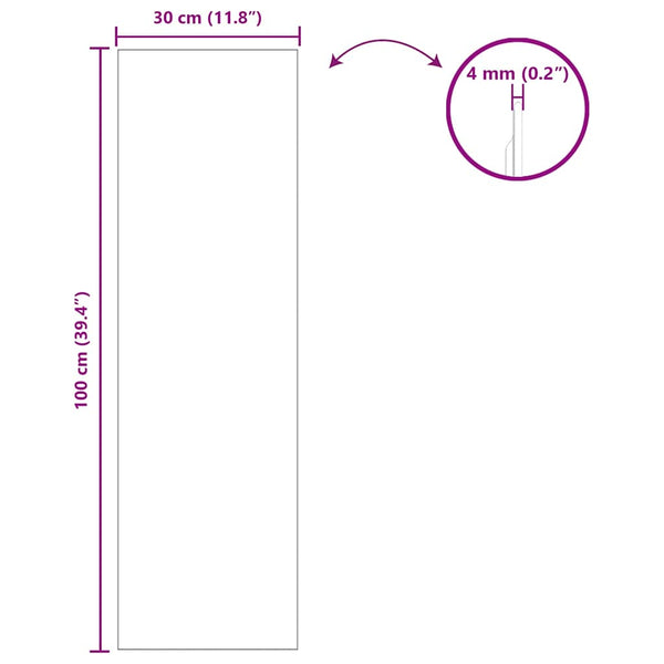 Seinäpeili Suorakaide 30 x 100 cm karkaistu lasi