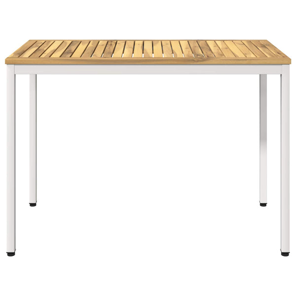 Puutarhapöytä valkoinen 108,5 x 55 x 75 cm Tiheä akasiapuu