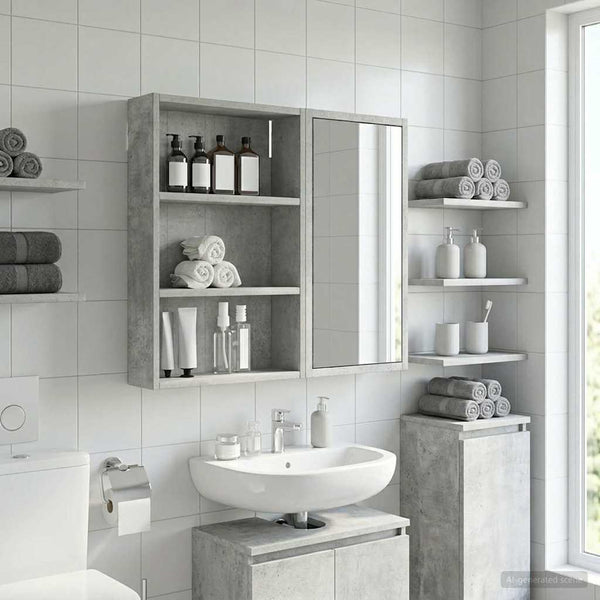 Kylpyhuoneen seinäkaappi Betoni Harmaa 40 x 10 x 60,5 cm