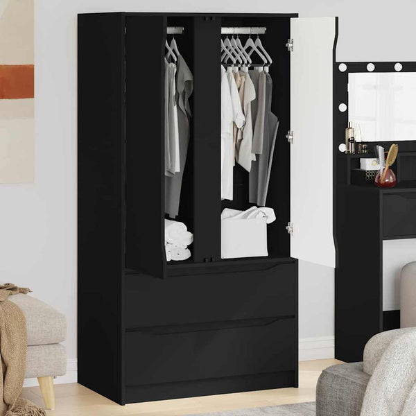 Vaatekaappi ovella Musta 79,5 x 49 x 156 cm Käsitelty puu