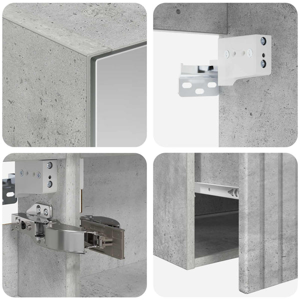 Kylpyhuoneen kaappisetti 5 kpl Betoninharmaa Tekninen puu