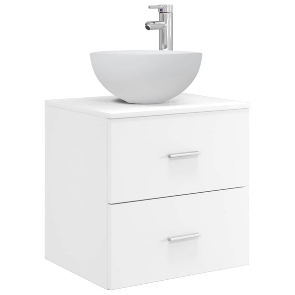 Kylpyhuonekalustesetti 4 kpl valkoinen Tekninen puu ja lasi