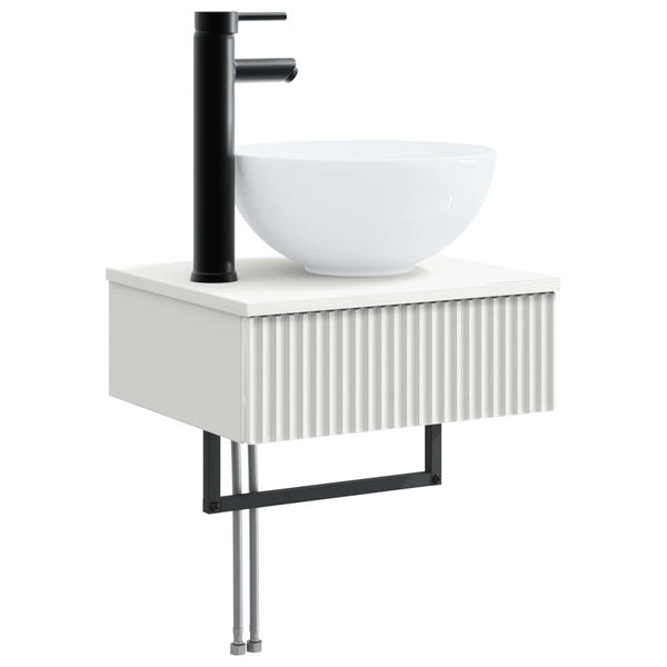 Kylpyhuonekalustesetti 5 kpl valkoinen Tekninen puu ja lasi