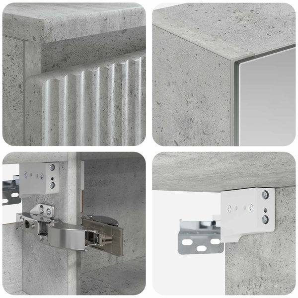 Kylpyhuoneen kaappisetti 5 kpl Betoninharmaa Tekninen puu