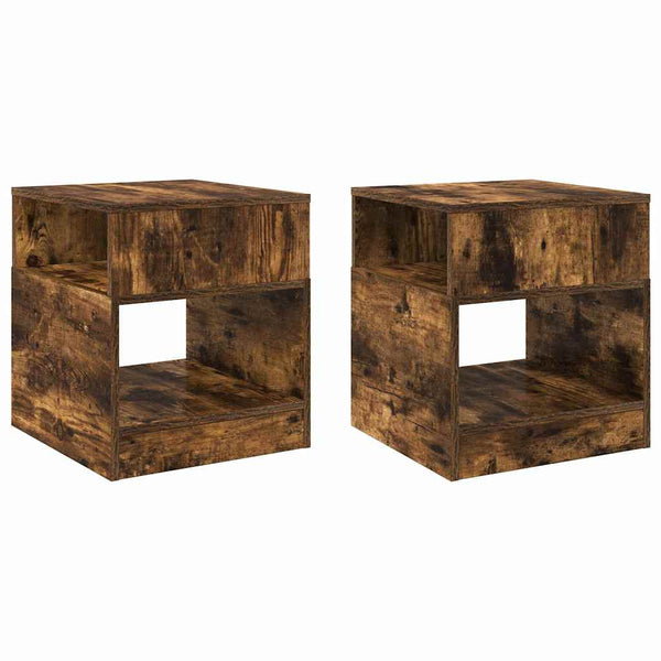 Päätypöytä 2 pcs Savupähkinä 40,5 x 40 x 45 cm Tekninen puu