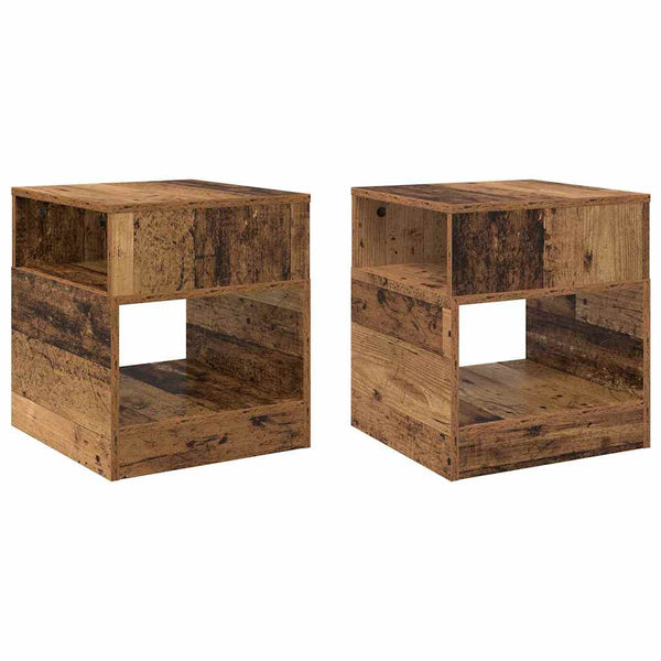 Päätypöytä 2 pcs Vanha puu 40,5 x 40 x 45 cm Tekninen puu