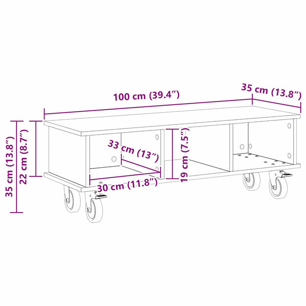 TV-teline 100 x 35 x 35 cm Vanha puu Tekninen puu