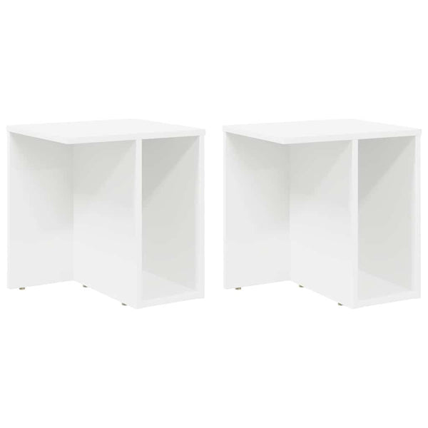 Päätypöytä 2 pcs Valkoinen 37 x 32 x 40 cm Tekninen puu