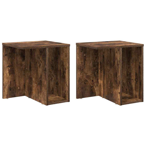 Päätypöytä 2 pcs Savupähkinä 37 x 32 x 40 cm Tekninen puu
