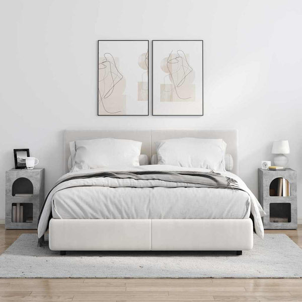 Yöpöytä 2 pcs Betoni Harmaa 29.5 x 35 x 50 cm Tekninen puu