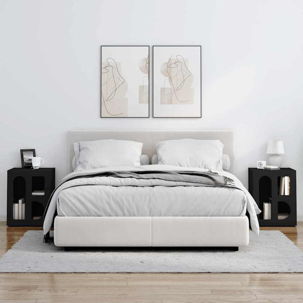 Yöpöytä 2 pcs Musta 40 x 35 x 50 cm Tekninen puu