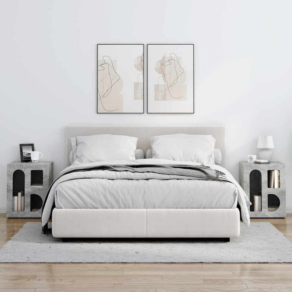 Yöpöytä 2 pcs Betoni Harmaa 40 x 35 x 50 cm Tekninen puu