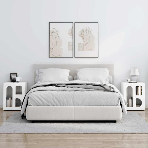 Yöpöytä 2 pcs Korkean kiillon valkoinen 40 x 35 x 50 cm