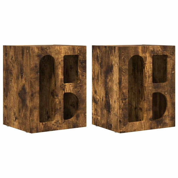 Yöpöytä 2 pcs Savupähkinä 40 x 35 x 50 cm Tekninen puu