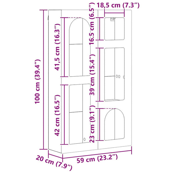Henkarikaappi ELST Sonoma-tammi 59 x 20 x 100 cm Tekninen puu