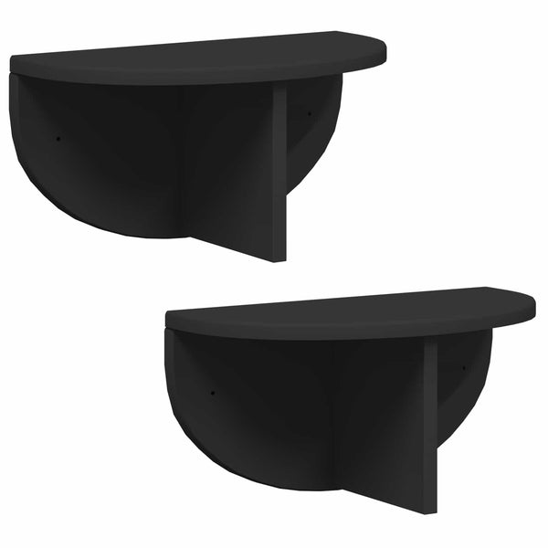 Seinähylly 2 kpl Musta 38 x 19 x 19 cm Tekninen puu