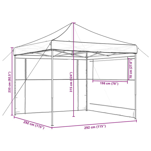 Juhlateltta 292 x 292 x 315 cm Terrakotta Oxford-kangas