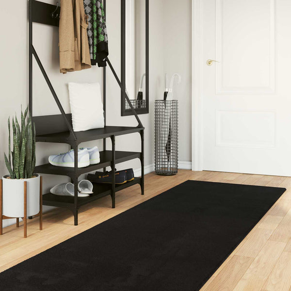 Matto HUARTE Musta 80 x 300 cm 100% polyesteri Litteä