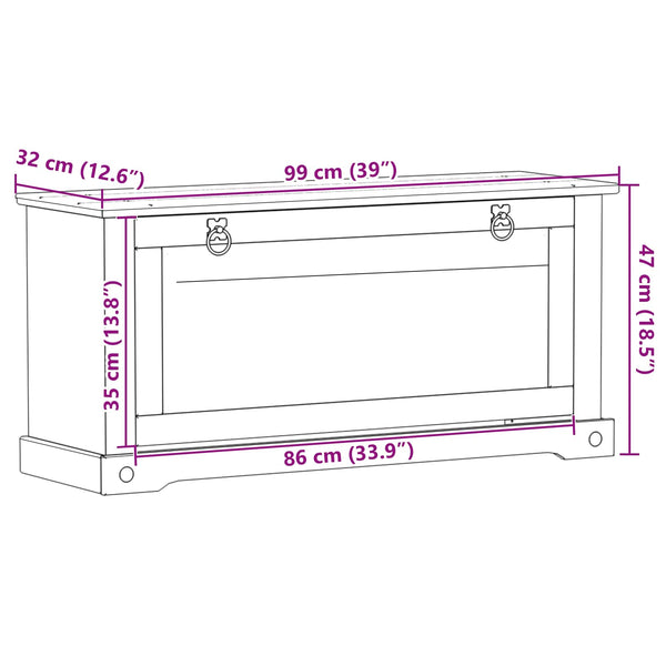 Kenkäkaappi CORONA 99 x 32 x 47 cm Massiivinen mänty valkoinen