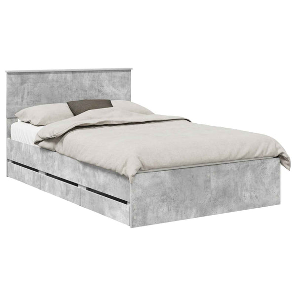 Sängyn runko päätyllä Betoni Harmaa 4FT6 Double Insinööripuuta