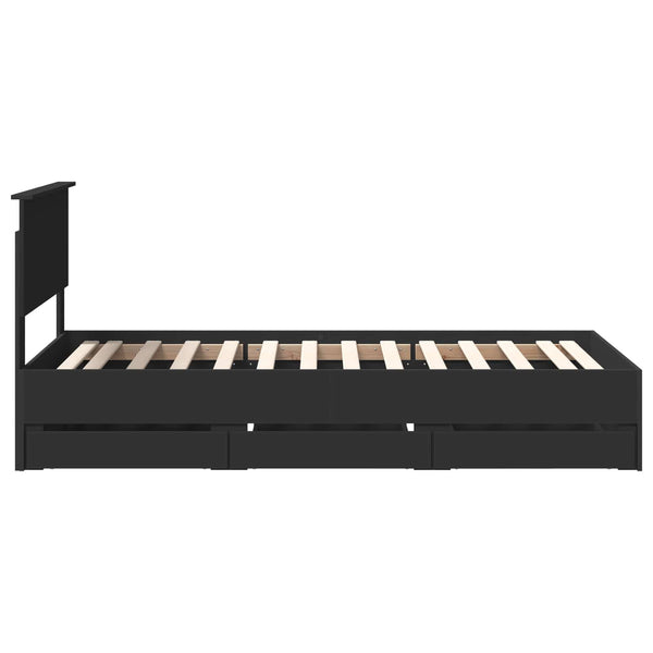 Sängyn runko laatikon kanssa Musta 100 x 200 cm Insinööripuuta
