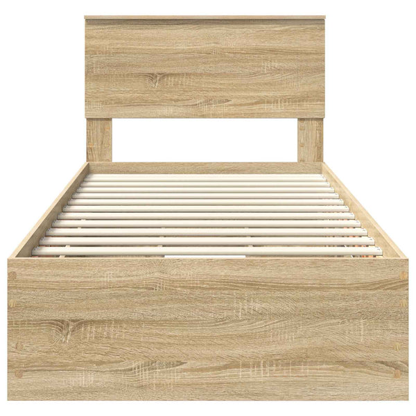 Sängyn runko päätyllä Sonoman tammi 100 x 200 cm Insinööripuuta
