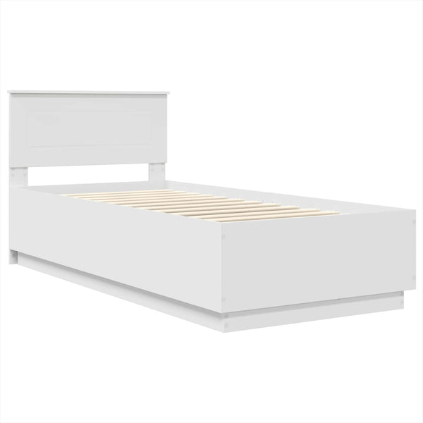 Sängyn runko LED-nauhoilla Valkoinen 90 x 200 cm Tekninen puu