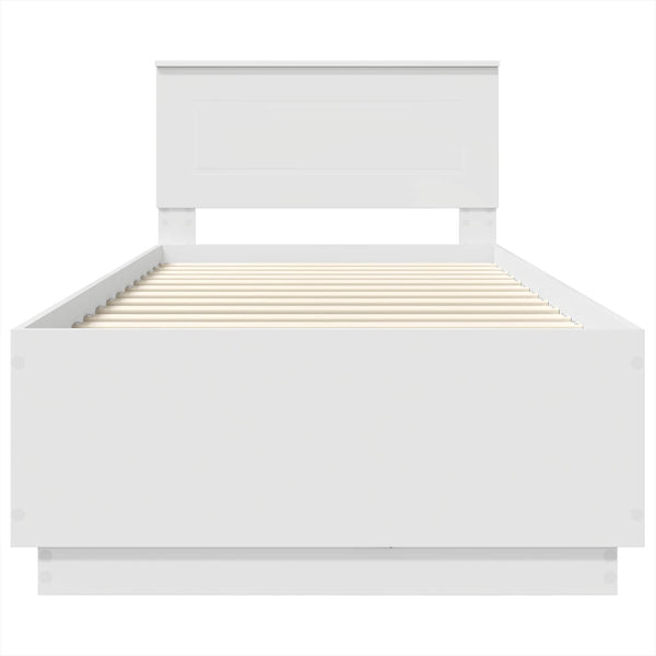 Sängyn runko LED-nauhoilla Valkoinen 90 x 200 cm Tekninen puu