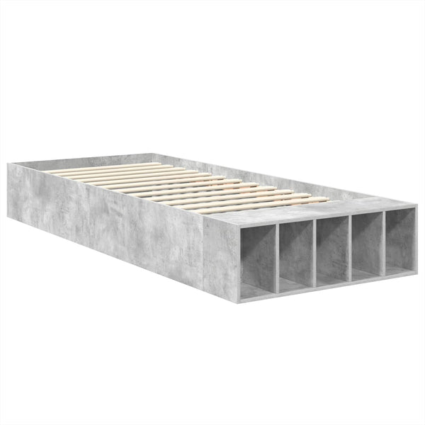 Sängyn runko hyllyllä Betoni Harmaa 90 x 200 cm Tekninen puu