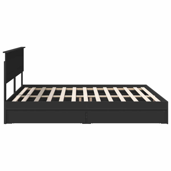 Säilytyssänky laatikon kanssa Musta 200 x 200 cm Tekninen puu