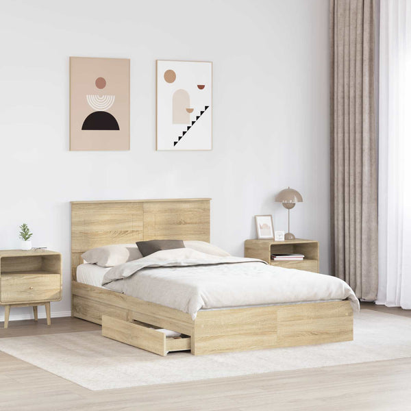 Säilytyssänky päätyllä Sonoman tammi 120 x 200 cm Tekninen puu
