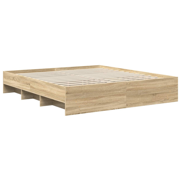 Sängyn runko päätyllä Sonoman tammi 200 x 200 cm Tekninen puu