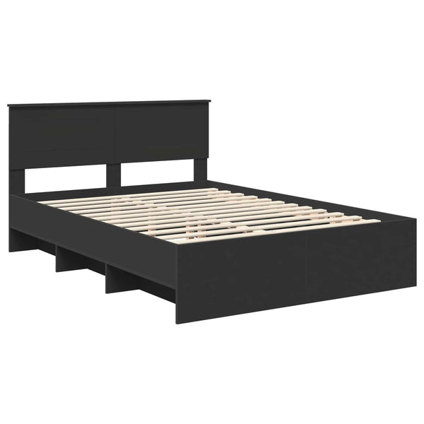 Sängyn runko päätyllä Musta 5FT King Size Tekninen puu