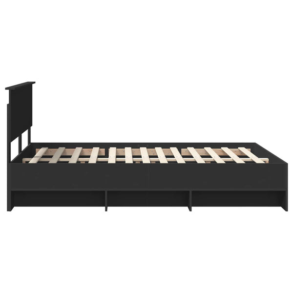 Sängyn runko päätyllä Musta 5FT King Size Tekninen puu