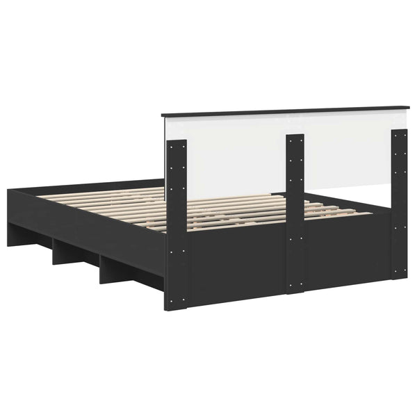 Sängyn runko päätyllä Musta 140 x 200 cm Tekninen puu