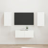 Valkoinen TV-tasosetti 2 osaa Seinäkiinnitettävä Tekninen puu