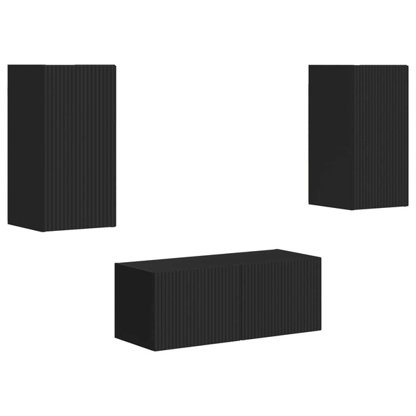 Mustat 2 pcs TV-tasosetti Seinäkiinnitettävä Tekninen puu